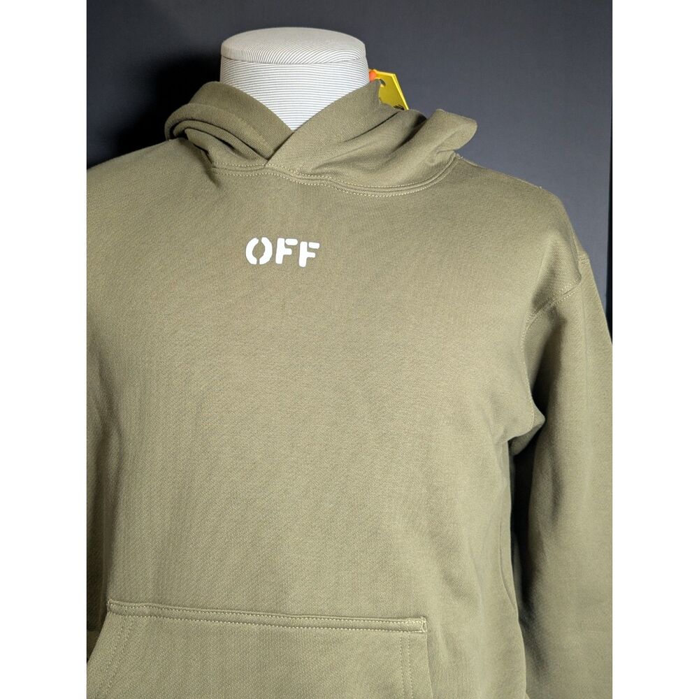 Off-White Army Hoodie Kids Youth Medium 10/12 Olive Green Pullover Sweatshirt